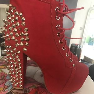 Red Spiked Litas by Jeffrey Campbell